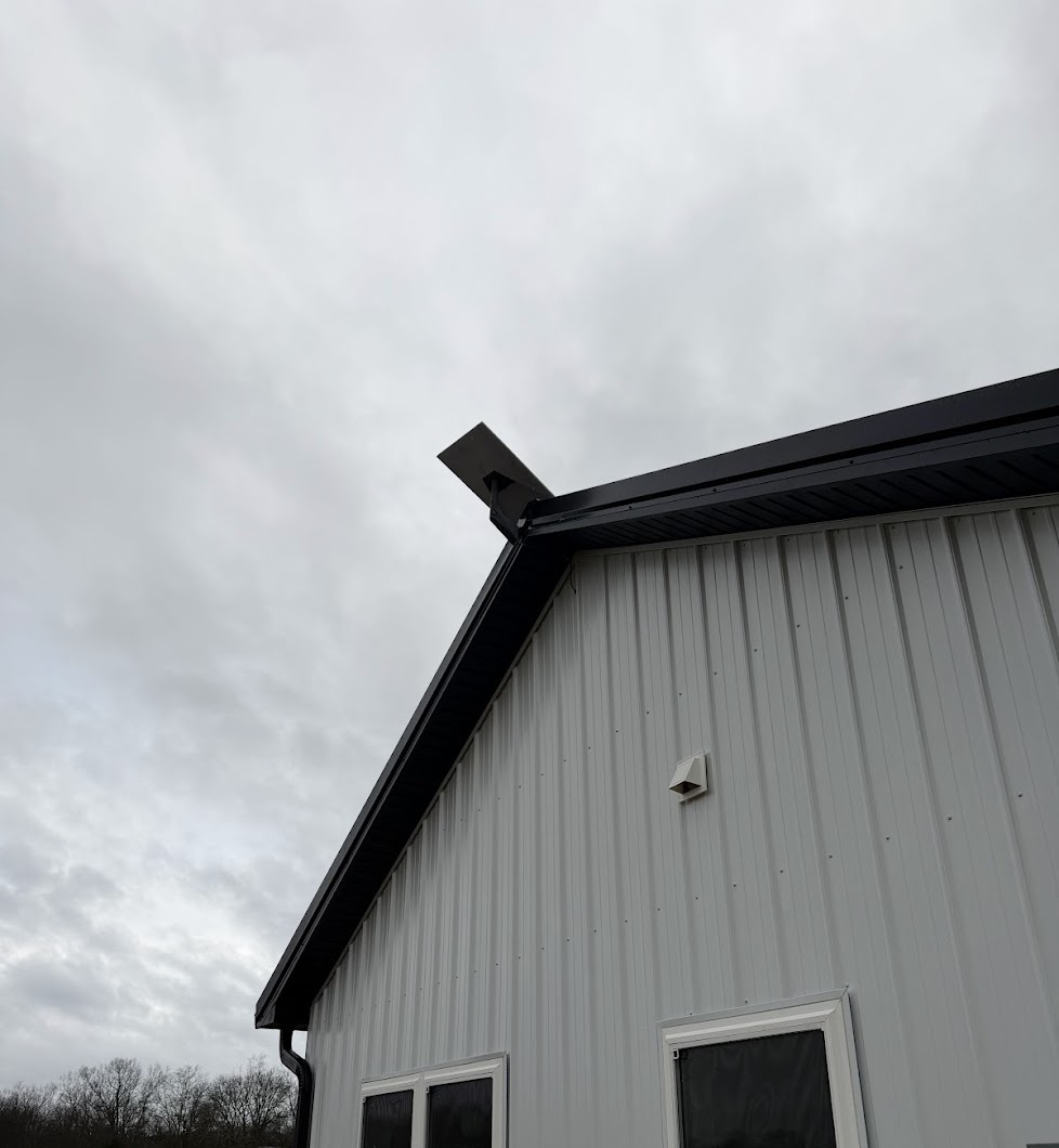 Metal-building roofline mount completed by Mann's Starlink Contracting